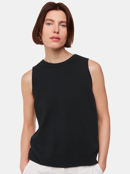 Whistles Twist Back Detail Tank Top, Black, Black