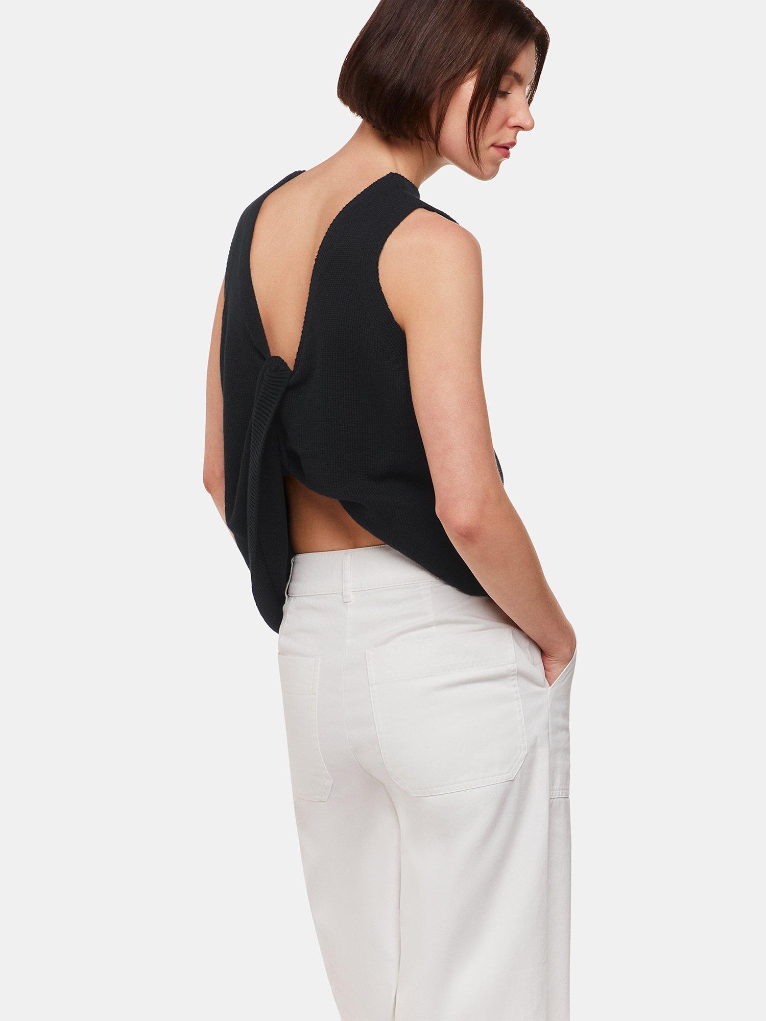 Product image 2 of 5, which shows Whistles Twist Back Detail Tank Top, Black, XS