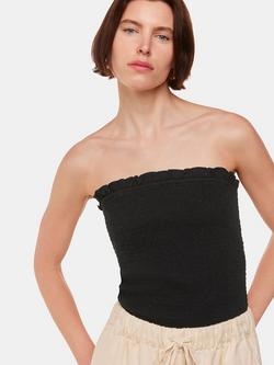 Whistles Louisa Crinkle Top, Black, Black