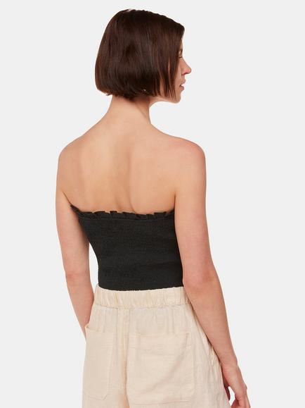 Whistles Louisa Crinkle Top, Black - view 2, Black
