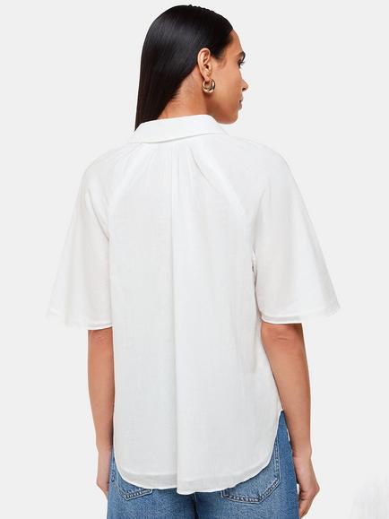 Whistles Mia Short Sleeve Shirt, White - view 2, White