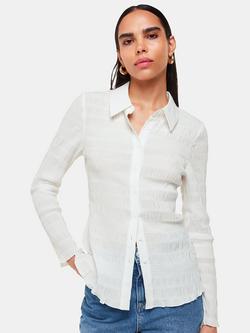 Whistles Plisse Ruched Shirt, White