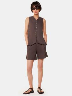 Whistles Mila Linen Blend Formal Shorts, Dark Grey, Dark Grey