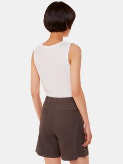 Whistles Mila Linen Blend Formal Shorts, Dark Grey - view 2, Dark Grey
