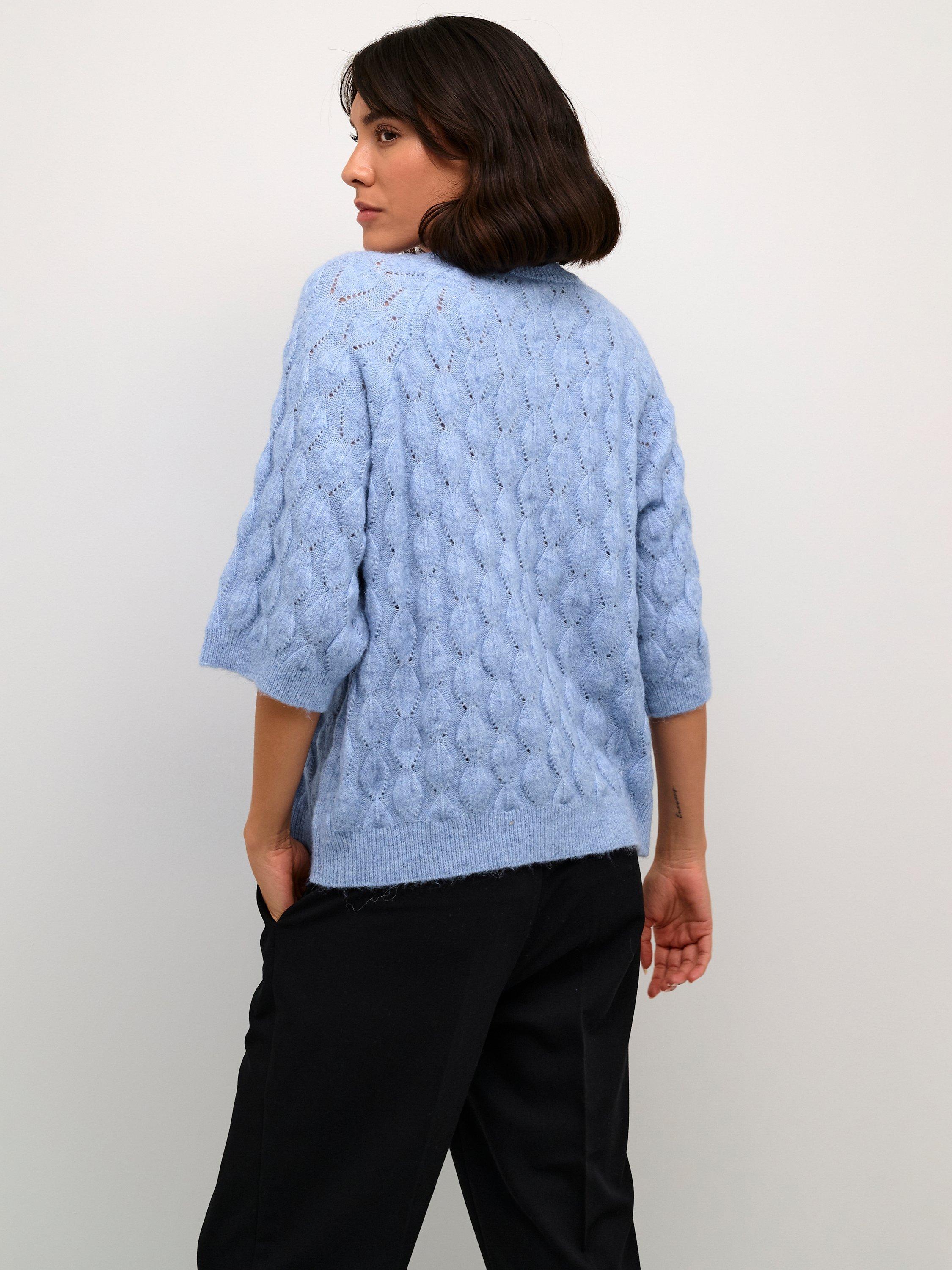 Product image 2 of 5, which shows KAFFE Malene Wool Blend Jumper, Vista Blue Melange, XS