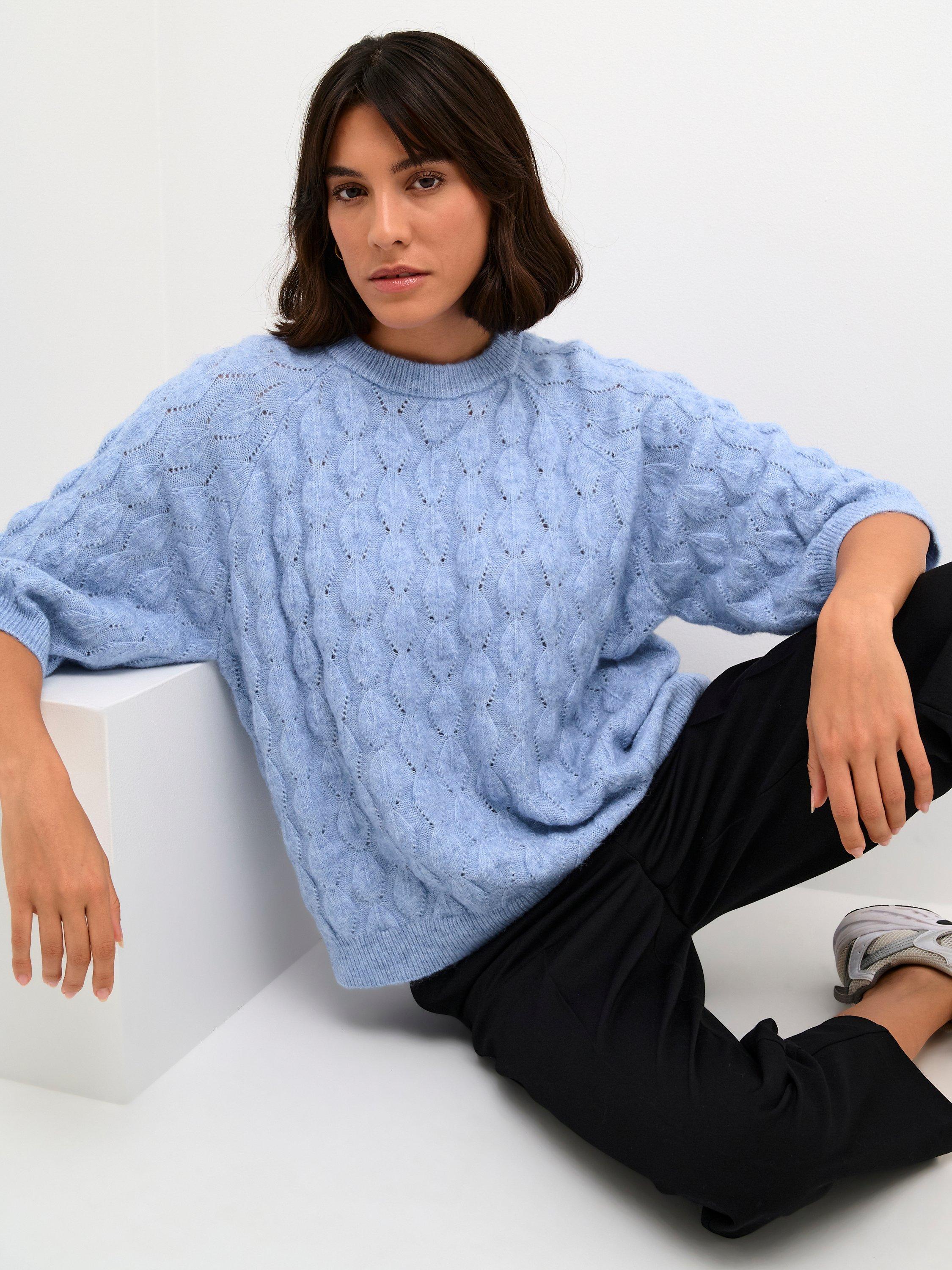 Product image 3 of 5, which shows KAFFE Malene Wool Blend Jumper, Vista Blue Melange, XS