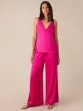 Ro&Zo Satin Wide Leg Trousers, Pink
