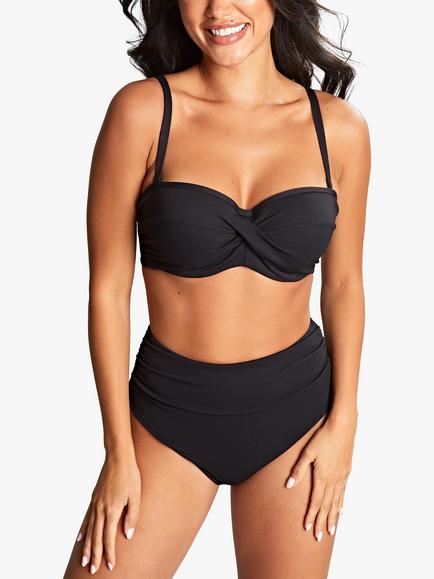 Panache Spirit High Waist Brazilian Bikini Bottoms, Black