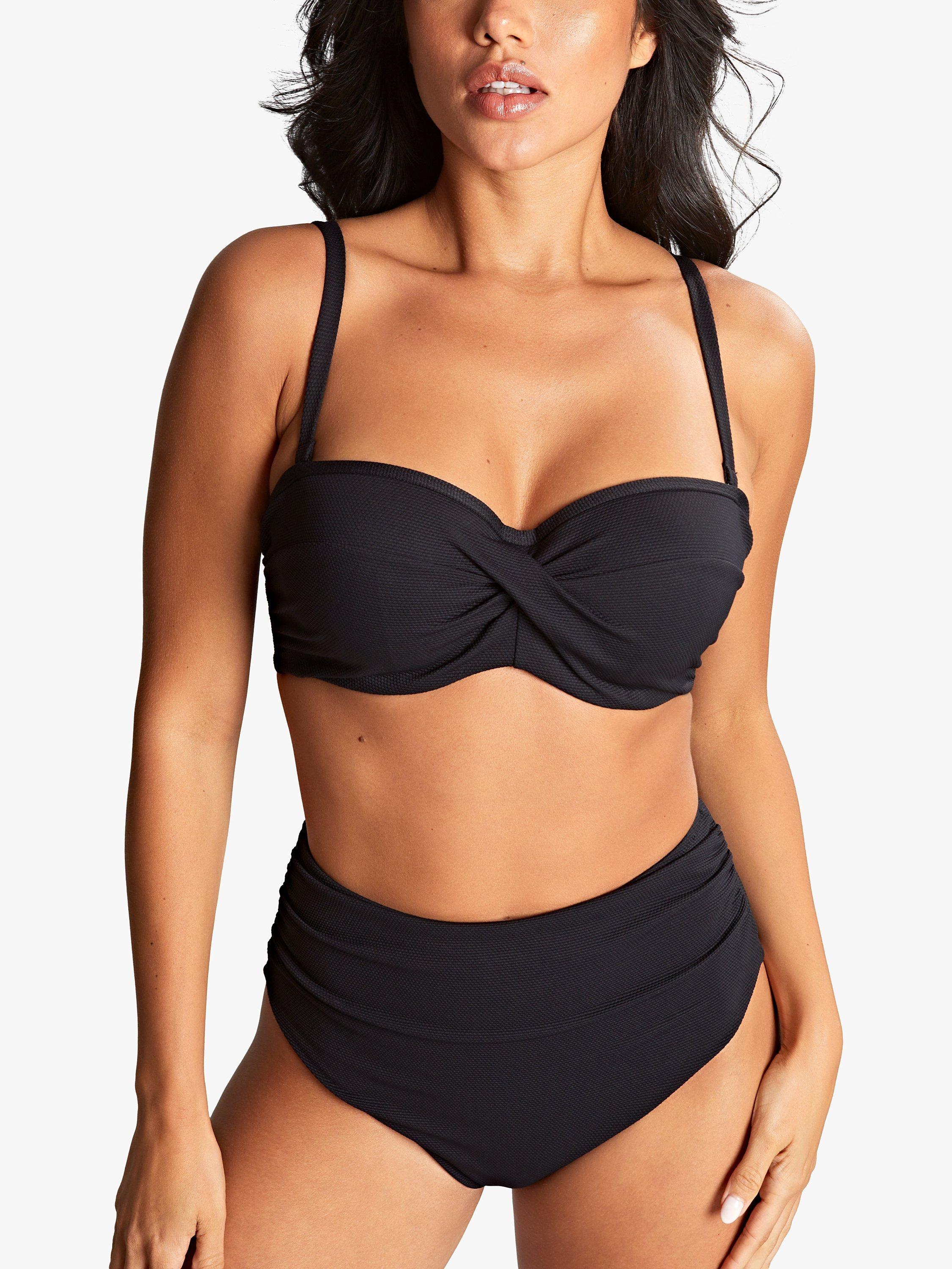Product image 3 of 5, which shows Panache Spirit High Waist Brazilian Bikini Bottoms, Black, 8