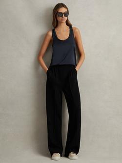 Reiss Eden Wide Leg Trousers, Black
