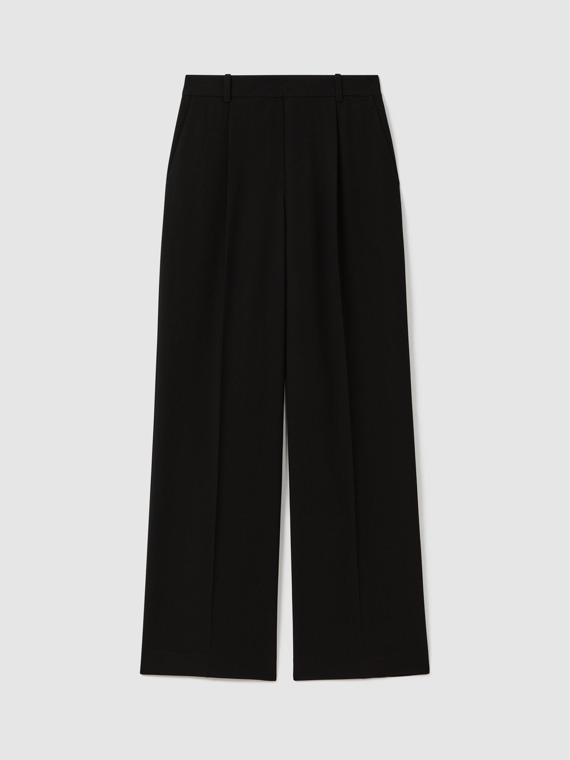 Product image 5 of 5, which shows Reiss Eden Wide Leg Trousers, Black, 4R