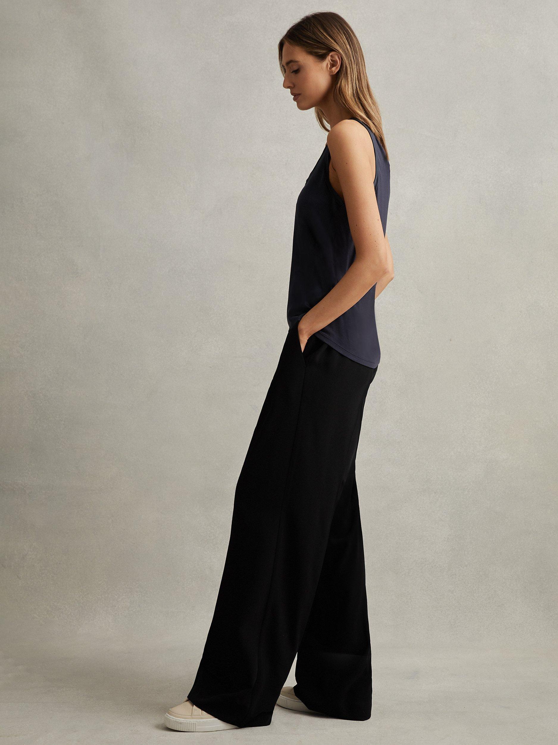 Product image 3 of 5, which shows Reiss Eden Wide Leg Trousers, Black, 4R