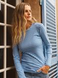 NRBY Billie Stripe Long Sleeve Top, Light Blue/Blue