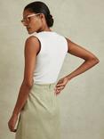 Reiss Trudy Ruched Side Ribbed Vest Top, White