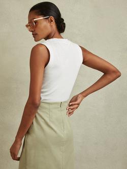 Reiss Trudy Ruched Side Ribbed Vest Top - view 2, White