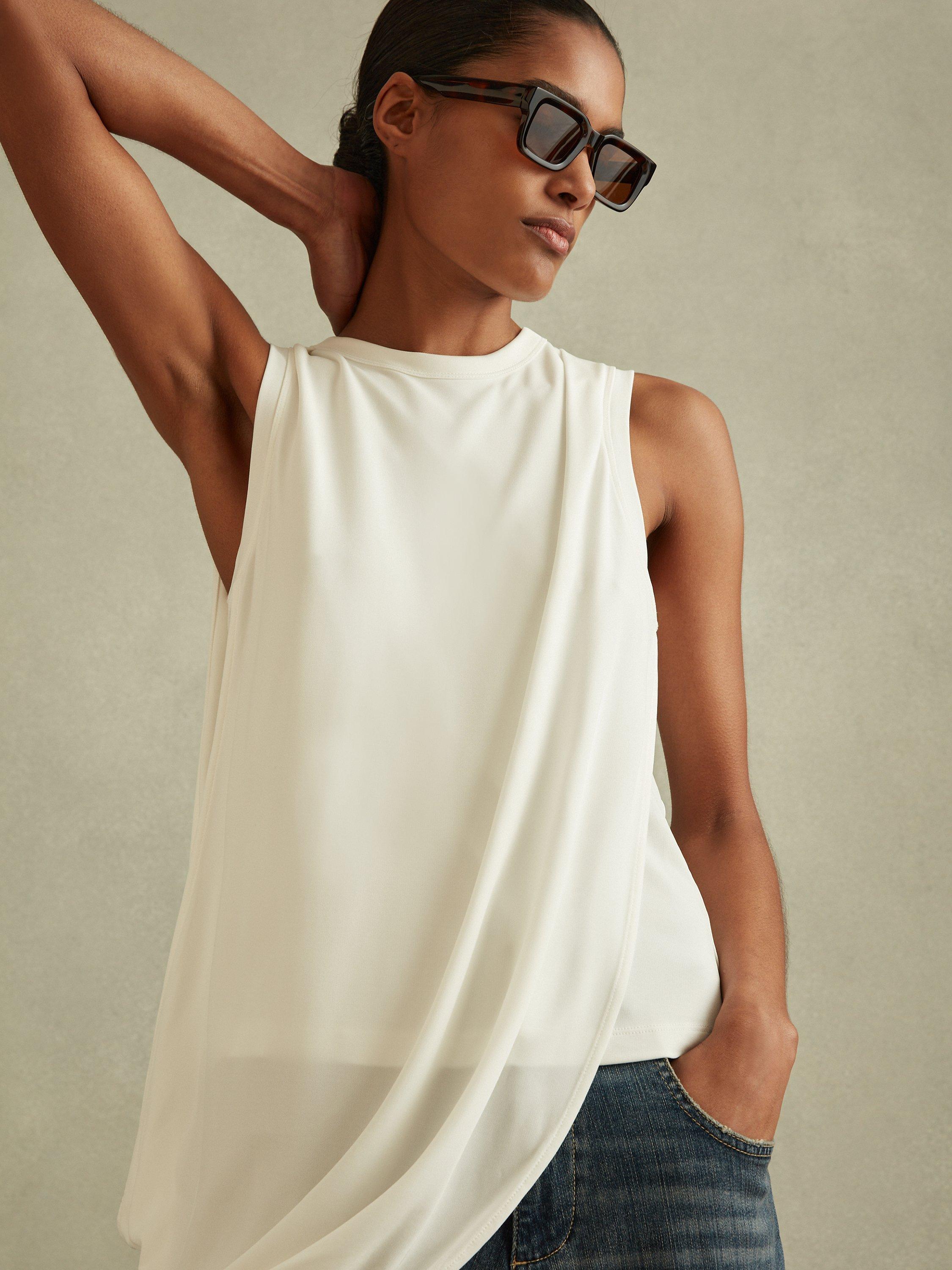Reiss Elva Draped Vest Top, Ivory