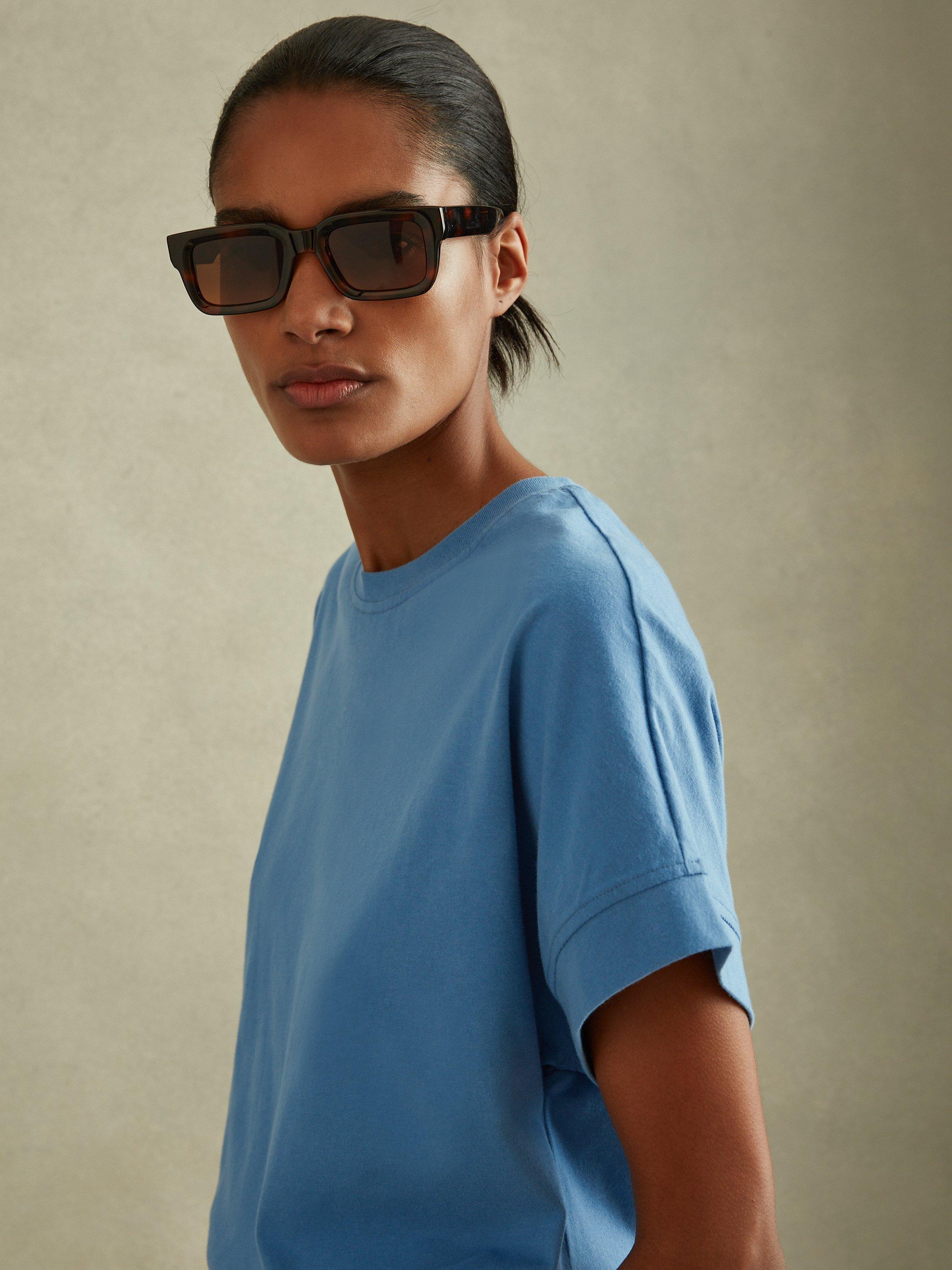 Reiss Lois Boxy Cotton T-Shirt, Blue