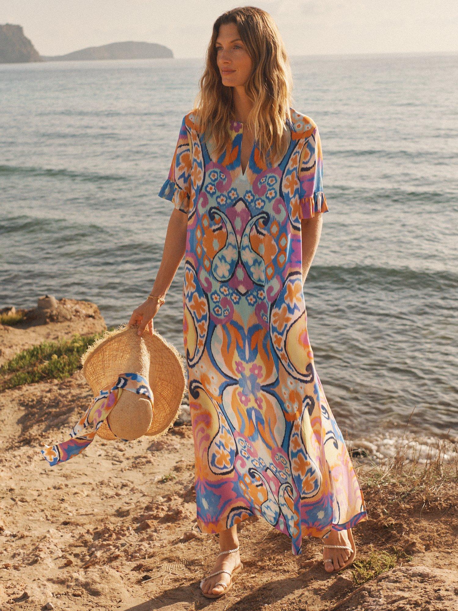 Product image 6 of 8, which shows NRBY Coco Silk Midi Dress, Blurred Paisley, XS