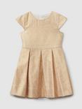 Reiss Kids' Nia Metallic Flared Dress, Gold