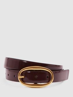 Reiss Drew Leather Belt, Oxblood, Oxblood