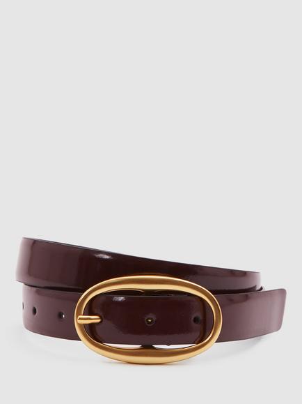 Reiss Drew Leather Belt, Oxblood, Oxblood