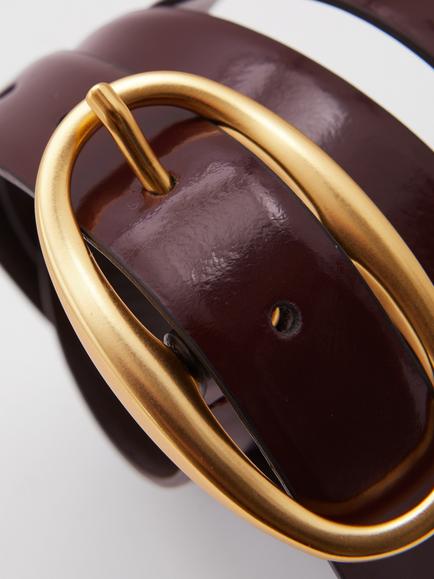 Reiss Drew Leather Belt, Oxblood - view 2, Oxblood