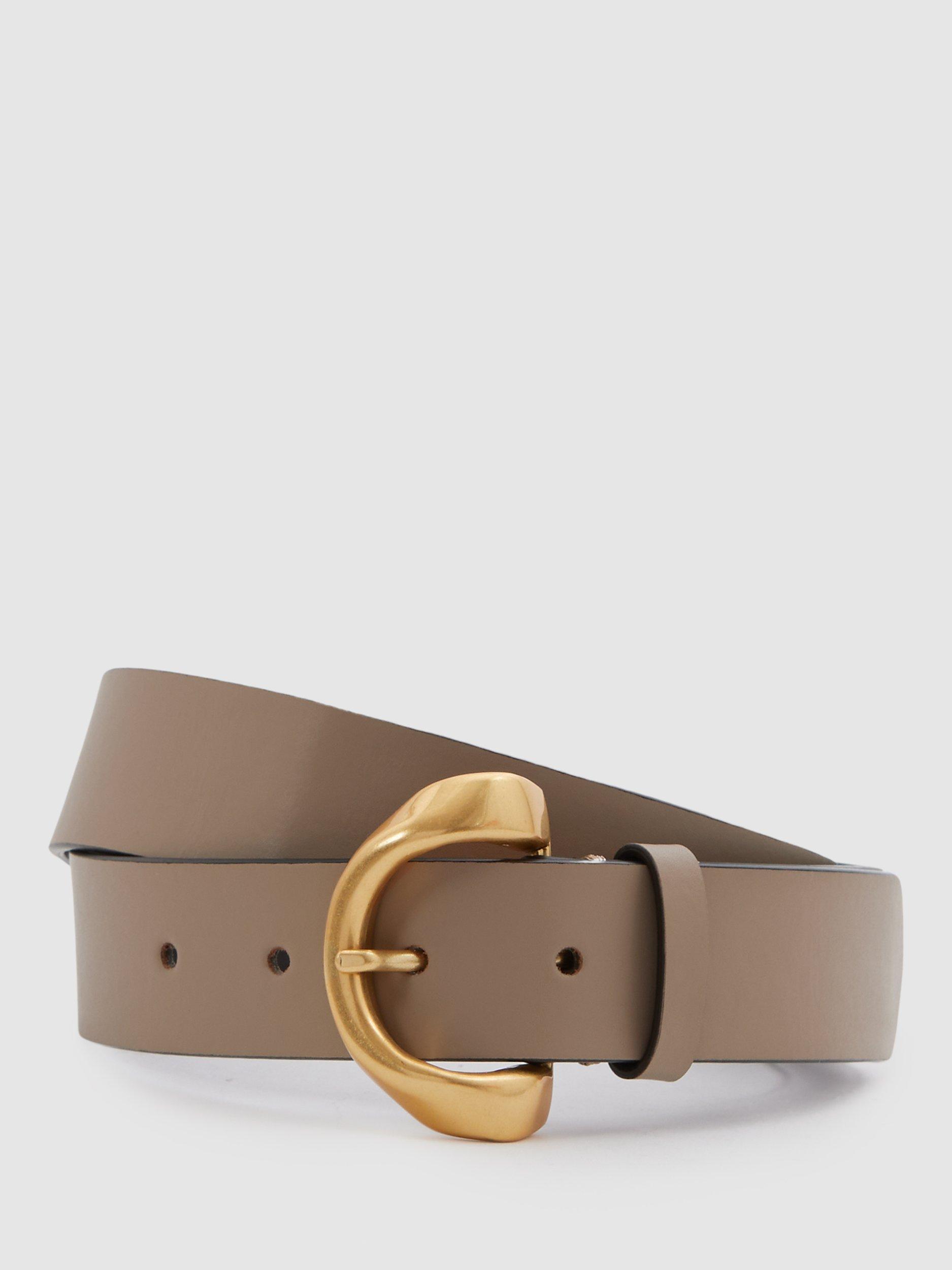 Reiss Indie Leather Belt Taupe