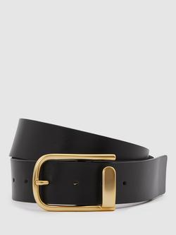 Reiss Iyla Leather Belt, Black