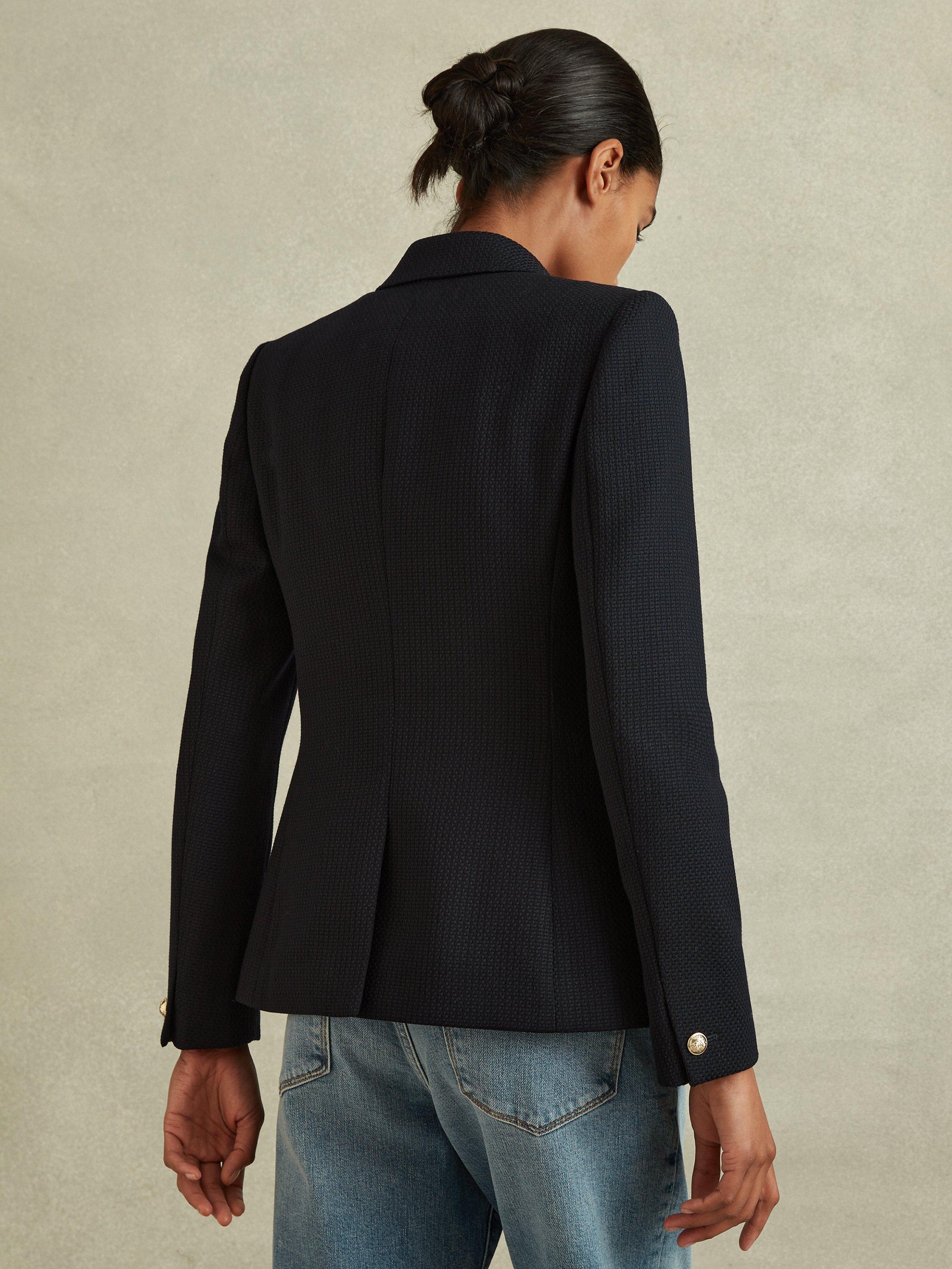 Product image 2 of 5, which shows Reiss Petite Tally Double Breasted Jacket, Navy, 6Pt