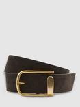 Reiss Iyla Leather Belt, Chocolate