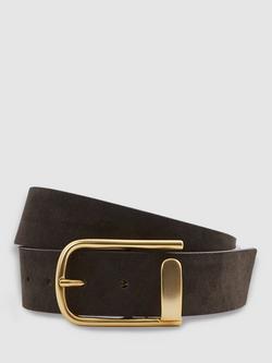 Reiss Iyla Leather Belt, Chocolate