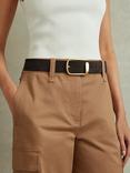 Reiss Iyla Leather Belt, Chocolate