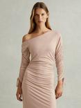 Reiss Petite Cyra Ruched Bodycon Dress, Blush