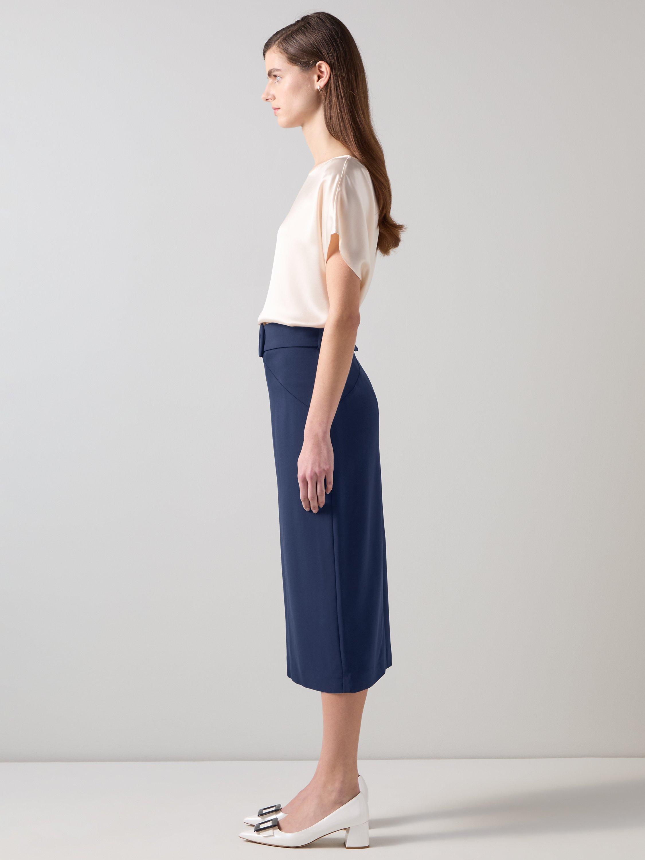 Product image 2 of 5, which shows L.K.Bennett Klaudia Belted Skirt, Navy, 20