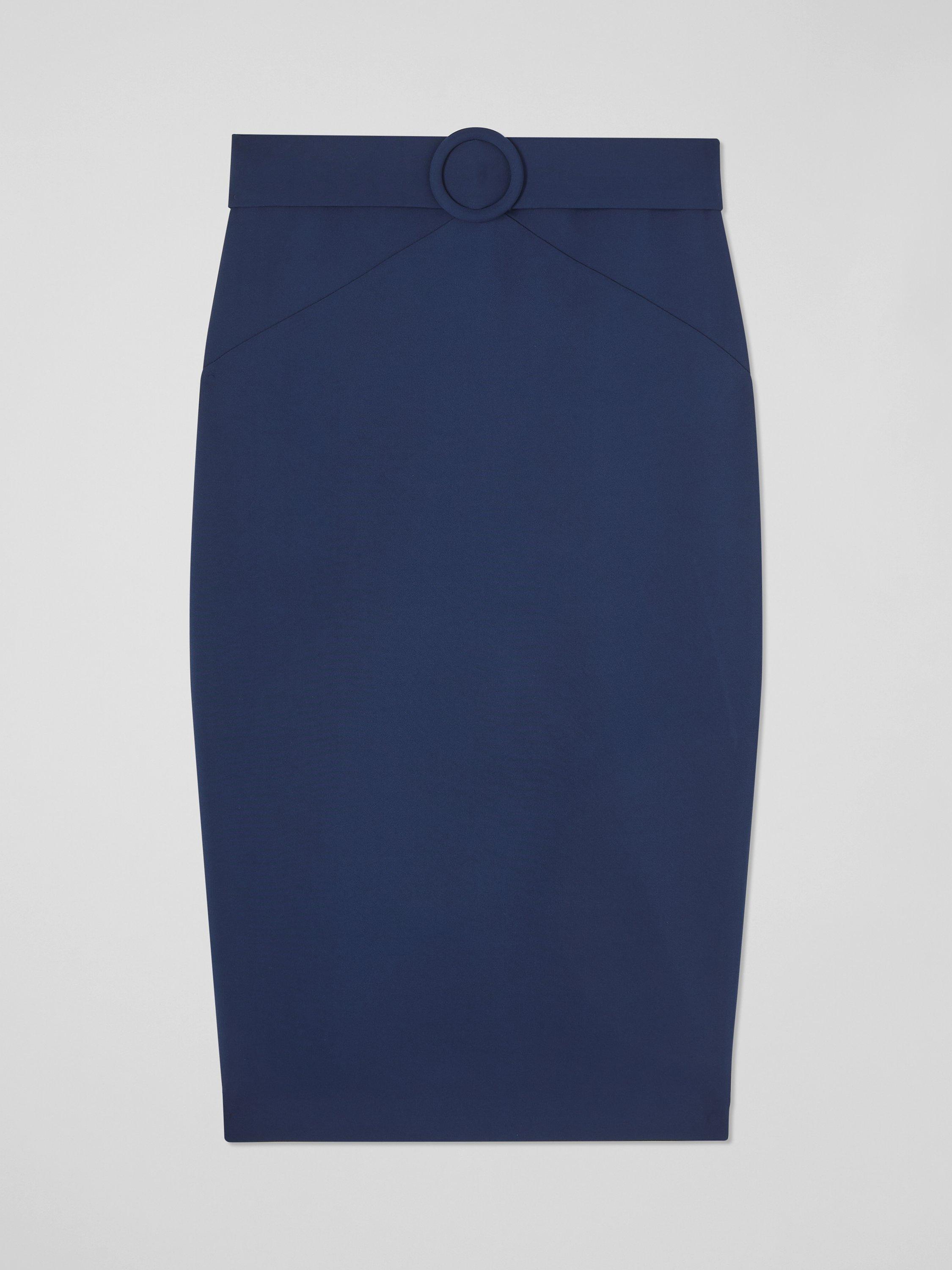 Product image 5 of 5, which shows L.K.Bennett Klaudia Belted Skirt, Navy, 20
