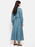 Jigsaw Textured Silk Linen Blend Dress, Blue