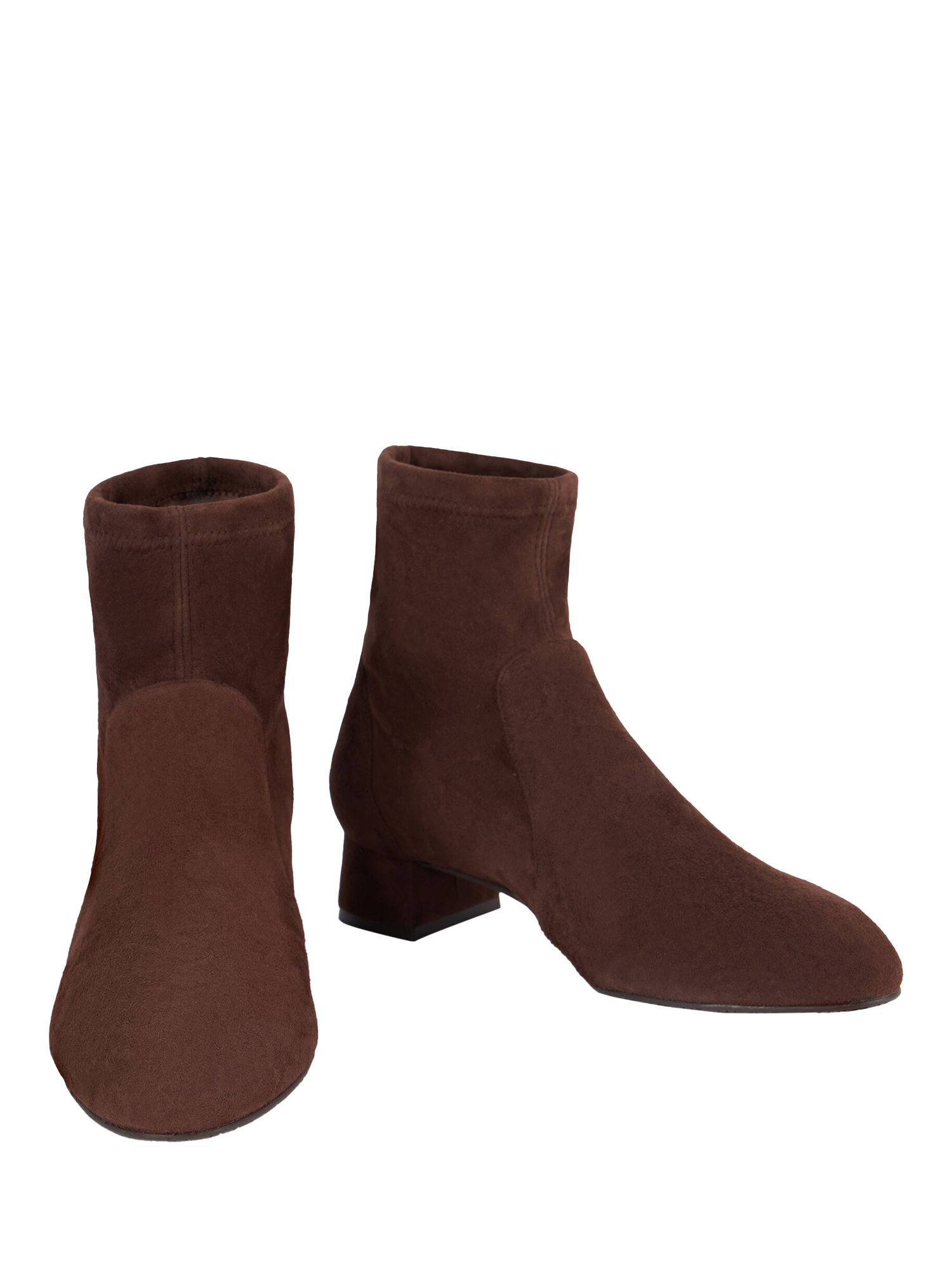 Product image 4 of 6, which shows Stuart Weitzman Grace Suede Sock Ankle Boots, Brown, EU39