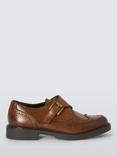 John Lewis Groove Monk Strap Casual Leather Loafers, Cognac Teak Boxer