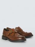 John Lewis Groove Monk Strap Casual Leather Loafers, Cognac Teak Boxer