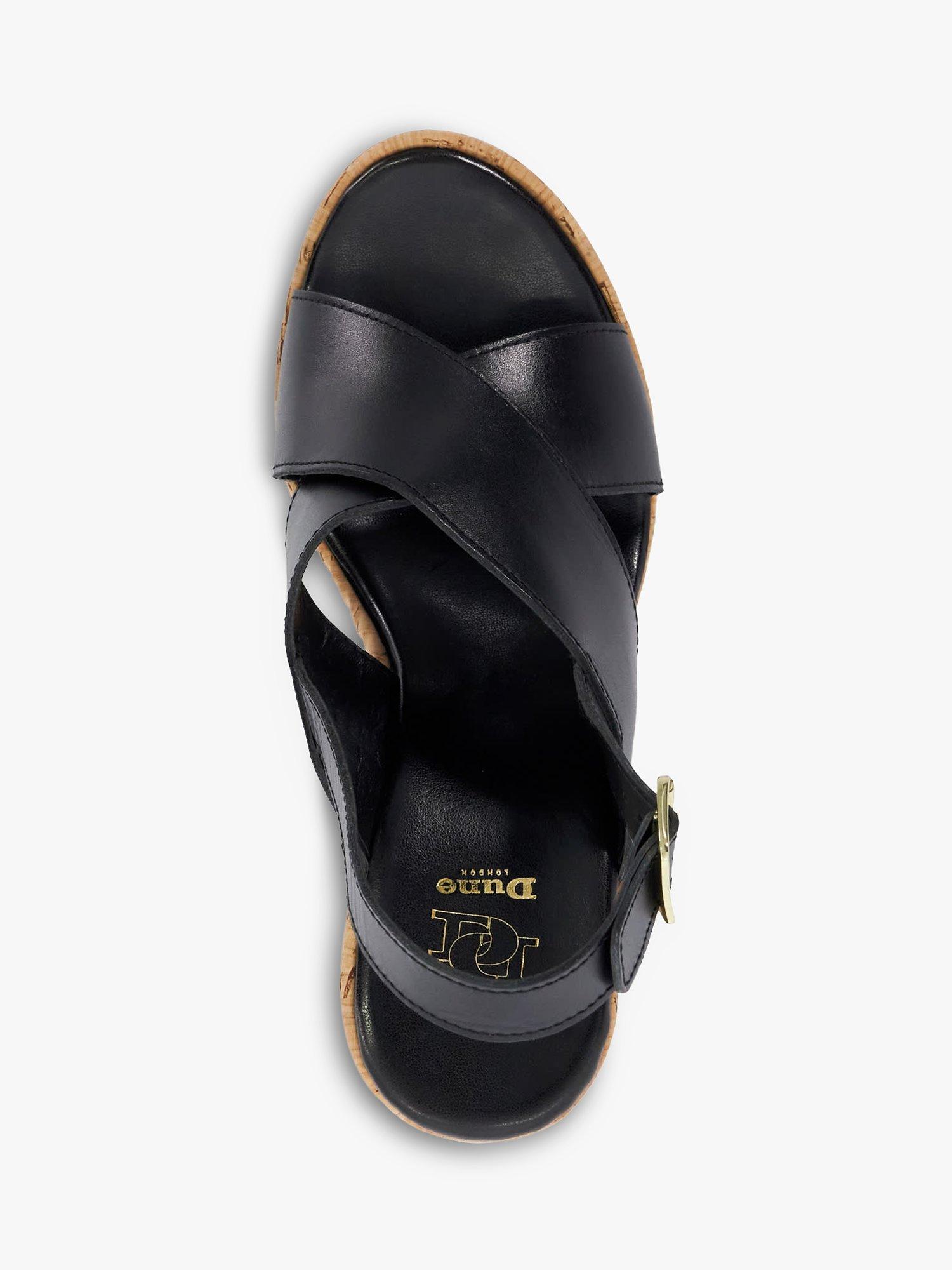 Product image 2 of 6, which shows Dune London Kaiden Leather Wedge Heel Sandals, Black, 6