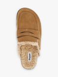 Dune Goldy Suede Shearling Lined Backless Mules, Sand