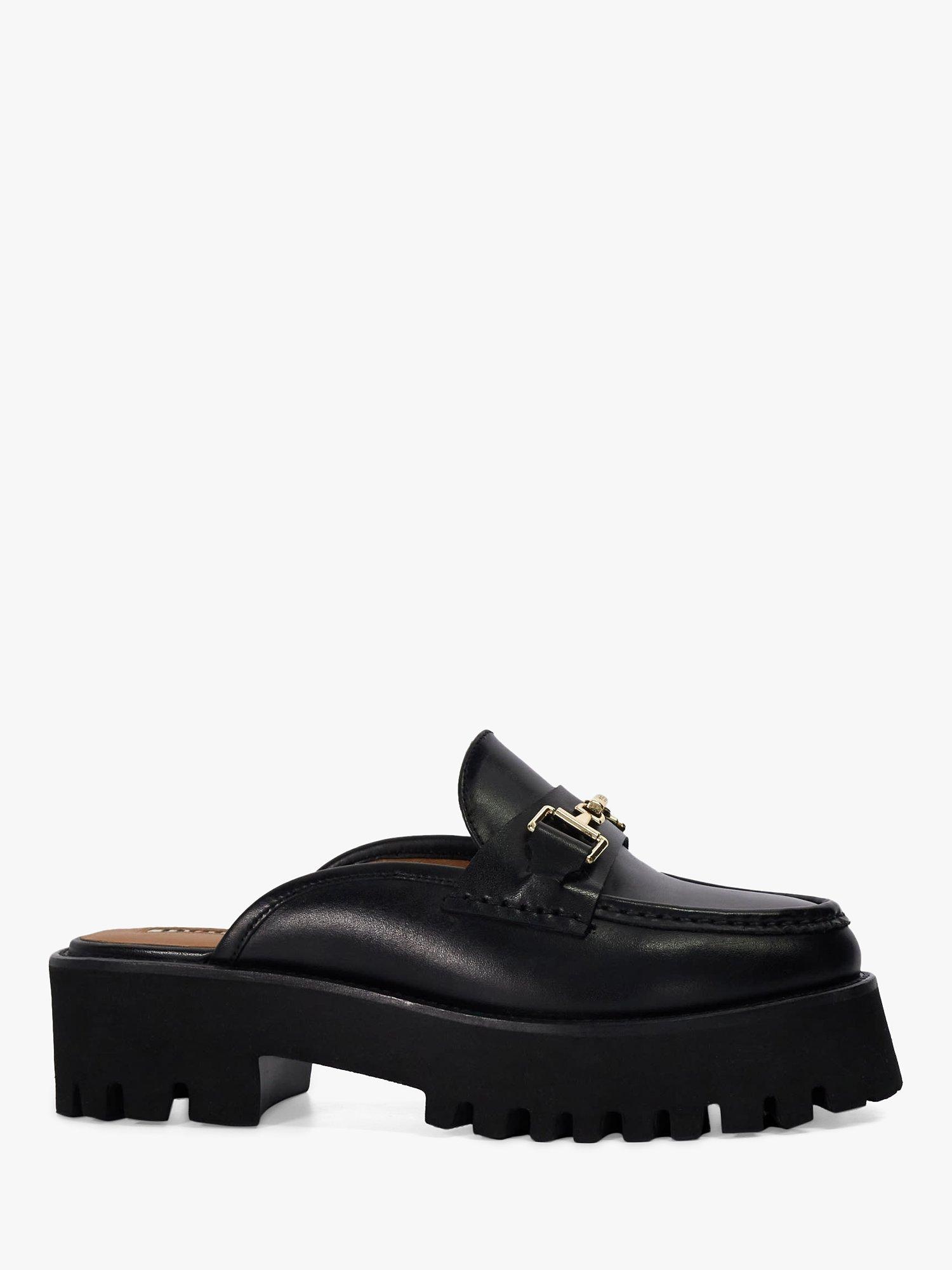 Black leather backless loafers online