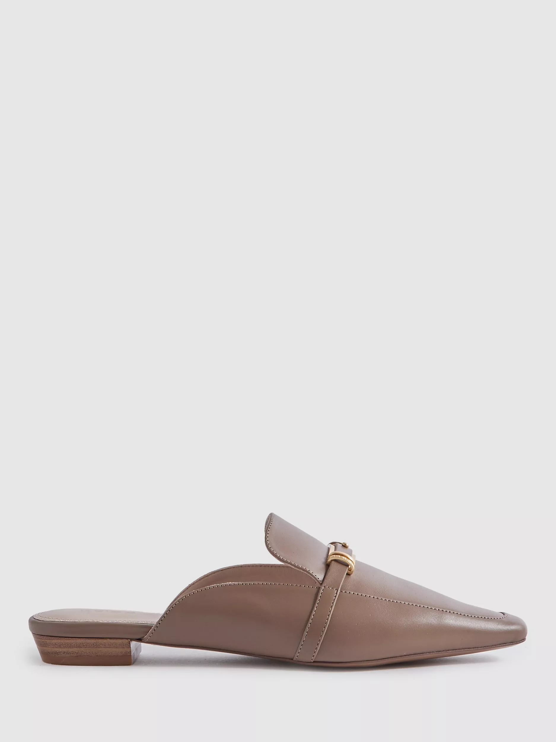 Brown leather flat mules online