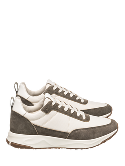 CLAE Owens Leather Blend Trainers, Olive/Off White - view 2, Olive/Off White