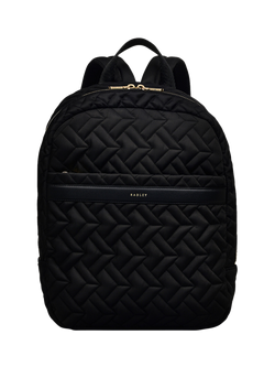 Radley Holland Park Responsible Quilted Medium Zip Top Backpack, Black, Black