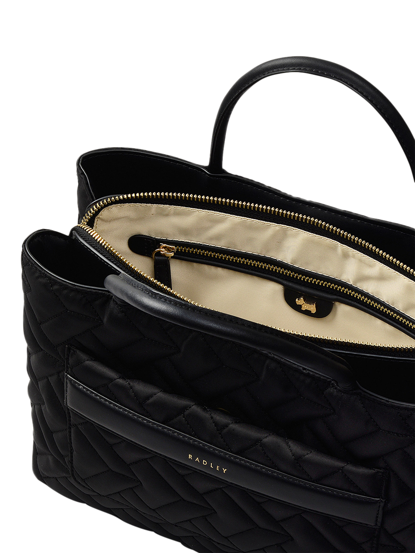 Product image 3 of 6, which shows Radley Holland Park Responsible Quilted Medium Zip Top Grab Bag, Black