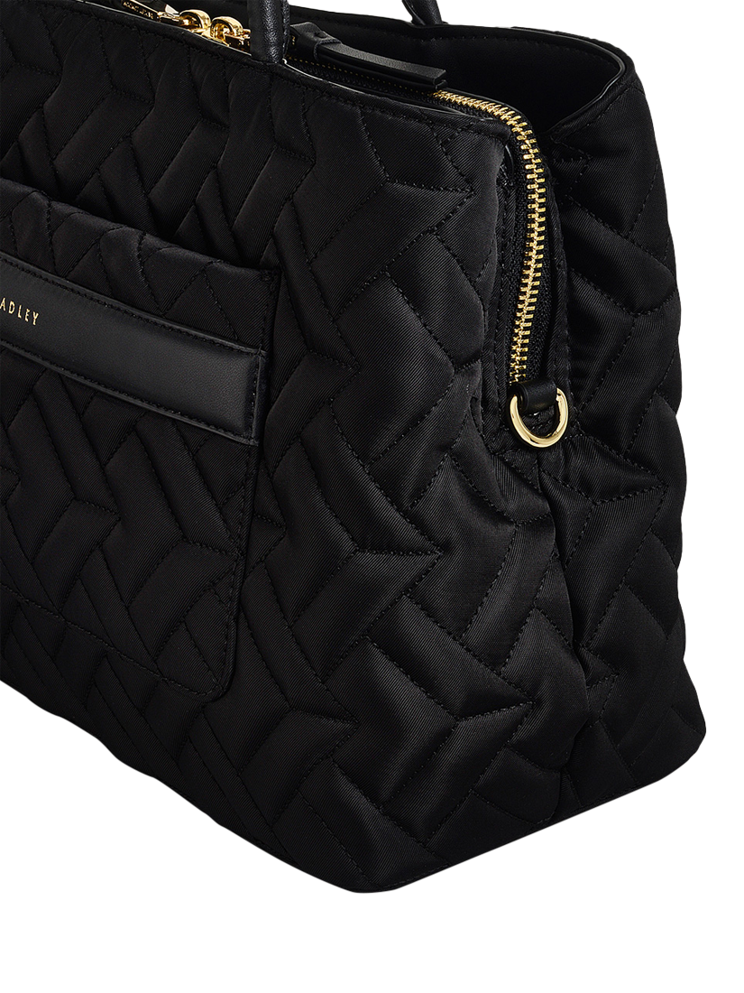 Product image 4 of 6, which shows Radley Holland Park Responsible Quilted Medium Zip Top Grab Bag, Black
