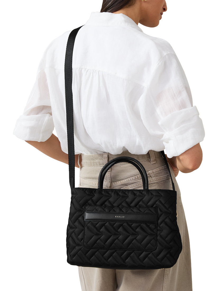 Product image 5 of 6, which shows Radley Holland Park Responsible Quilted Medium Zip Top Grab Bag, Black