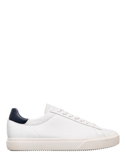CLAE Bradley Venice Leather Trainers, White Leather Navy, White Leather Navy