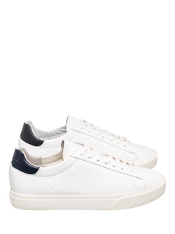 CLAE Bradley Venice Leather Trainers, White Leather Navy - view 2, White Leather Navy